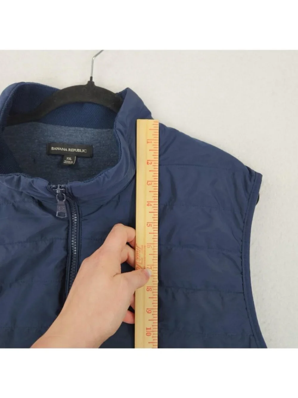 Banana Republic Vest Mens XXL Blue Quilted Full Zip Lined Puffer Classic Outdoor